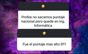 Pantallazo del mensaje de un estudiante Preparación PAES 2024