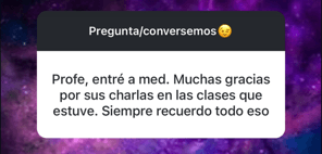 Pantallazo del mensaje de un estudiante Preparación PAES 2024