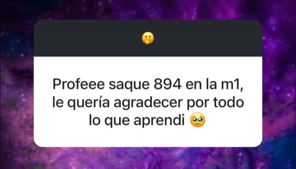 Pantallazo del mensaje de un estudiante Preparación PAES 2024