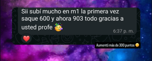 Pantallazo del mensaje de un estudiante Preparación PAES 2024